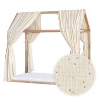 Set 2 baldachine muselina pentru pat tip casuta, Little Amy, Gold Princess, 2x330 cm pentru pat 100x200 cm - 4
