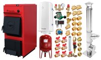 Centrala pe combustibil solid Fornello T-PRO 35 kW - Pachet complet cu cos inox, boiler si accesorii - 1