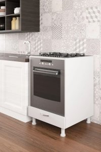 Dulap masca aragaz, cuptor bucatarie cu sertar, Homs, alb, 85 x 60 x 59 cm - 1