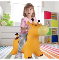 Jucarie gonflabila din cauciuc de sarit, pentru copii, Malplay, cu pompa inclusa, utilizare versatila, portabila, dimensiune 46 x 55 x 25 cm, yellow giraffe - 6