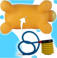 Jucarie gonflabila din cauciuc de sarit, pentru copii, Malplay, cu pompa inclusa, utilizare versatila, portabila, dimensiune 46 x 55 x 25 cm, yellow giraffe - 7