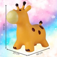 Jucarie gonflabila din cauciuc de sarit, pentru copii, Malplay, cu pompa inclusa, utilizare versatila, portabila, dimensiune 46 x 55 x 25 cm, yellow giraffe - 3