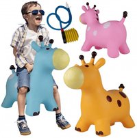 Jucarie gonflabila din cauciuc de sarit, pentru copii, Malplay, cu pompa inclusa, utilizare versatila, portabila, dimensiune 46 x 55 x 25 cm, yellow giraffe - 4