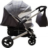 Carucior pentru copii Baby Care Pro 512 Gri Carouri cu Suspensii, Cadru aluminiu Silver, Maner reversibil, Spatar reglabil in 5 trepte, Frana picior, Plasa insecte, Geanta - 1