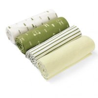 Set 4 paturici subtiri din bumbac pentru bebelusi unisex Verde - 1