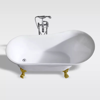 Cada freestanding Bella BSM-404 din acril 170 x 75 x 75 cm alb cu picioare aurii - 2