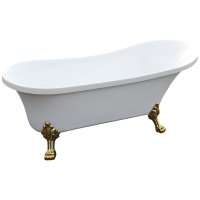Cada freestanding Bella BSM-404 din acril 170 x 75 x 75 cm alb cu picioare aurii - 1