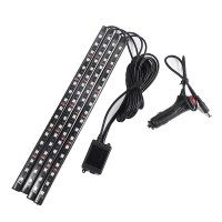 Set 4 benzi LED RGB pentru iluminare ambientala auto, 9 LED-uri pe banda, telecomanda si alimentare 12 V - 1