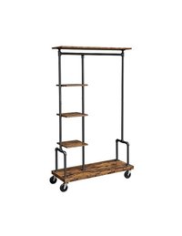 Suport pentru Haine cu Roti Vasagle HSR66BXV1, 5 Niveluri, Culoare Maro Rustic - 7
