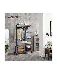 Suport pentru Haine cu Roti Vasagle HSR66BXV1, 5 Niveluri, Culoare Maro Rustic - 2