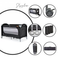 Patut pliabil multifunctional Cangaroo SkyGlow Black 2in1 cu 2 nivele si accesorii incluse - 13