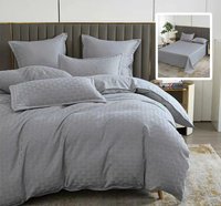 Lenjerie de pat uni stripe gri 6 piese cu cearsaf - confort si stil - 1