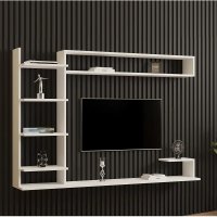 Comoda tv pentru perete cu raft,  culoare alb 180 cm - 1