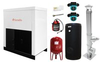 Pachet centrala pe peleti Fornello Eco Energy 35 kW cu pompe, boiler, cos inox, termostat si aspirator de cenusa - 1