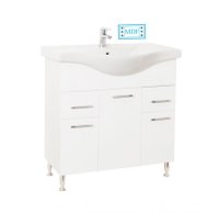 Set Baza front MDF si Lavoar seria 153, cu sertare, montat, 80 cm, alb - 1
