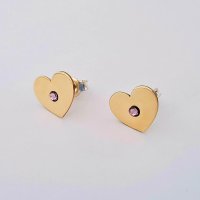 Cercei inima cu cristal Swarovski - Aur Galben 14K - inchidere surub - 1