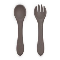 Set tacamuri din silicon Petite&Mars Take&Match, ergonomic, pentru bebelusi 6 luni+, Bitter Cocoa - 1
