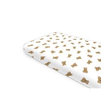Cearceaf cu elastic Qmini pentru pat 160x80 cm, bumbac Oeko Tex Standard 100, design Teddy Toys - 1