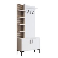Cuier pentru hol Hanah Home, alb, pal melaminat, dimensiuni 90x35x200 cm - 1