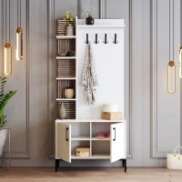 Cuier pentru hol Hanah Home, alb, pal melaminat, dimensiuni 90x35x200 cm - 3