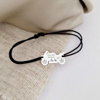 Bratara personalizata - Motocicleta - Argint 925, snur diverse culori reglabil - 1
