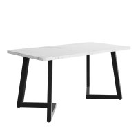 Masa de pranz 117x68 cm cu efect marmura si picioare metalice, Alb si Negru - 1
