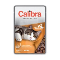 Hrana umeda pentru pisici Calibra Cat Pouch Premium Adult cu Rață si Pui, 100 g - 1
