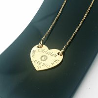 Lantisor personalizat cu pandantiv in forma de inima - Aur Galben 14K - 15 mm - 1