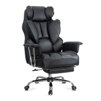 Scaun directorial OFF 413 negru din piele ecologica cu suport pentru picioare - 1