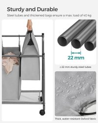 Organizator cu roti pentru baie, Songmics, 4 x 35L, 87.5 x 38.5 x 67 cm, LSF005, Gri - 3