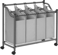 Organizator cu roti pentru baie, Songmics, 4 x 35L, 87.5 x 38.5 x 67 cm, LSF005, Gri - 7