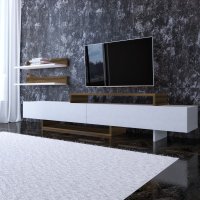 Comoda TV Nirvana Alb-Teak - Design Modern si Functional - 1