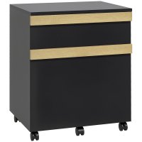 Vinsetto Birou Mobil cu 2 Sertare si Roți pentru Organizare Documente 48 x 40 x 59,5 cm Negru | Aosom Romania - 1