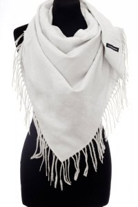 Esarfa patrata alba din material gros cashmere - 1