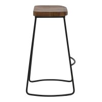 Scaun de bar de gradina Lamul lemn de ulm nuanta nuc-negru si metal 48x42x71 cm - 3
