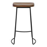 Scaun de bar de gradina Lamul lemn de ulm nuanta nuc-negru si metal 48x42x71 cm - 4