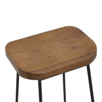 Scaun de bar de gradina Lamul lemn de ulm nuanta nuc-negru si metal 48x42x71 cm - 5