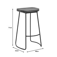 Scaun de bar de gradina Lamul lemn de ulm nuanta nuc-negru si metal 48x42x71 cm - 7