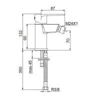 Baterie bideu Boet Cronos 11227 cu monocomanda si finisaj cromat - 3