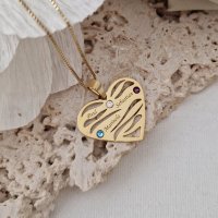 Lantisor Valuri de Iubire - 3 nume si cristale Swarovski - Argint 925 placat cu Aur Galben 18K - 1
