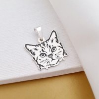 Pandantiv Pisica Tigrata din Argint 925 cu Swarovski - 1