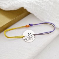 Bratara personalizata - Mama si 2 baieti - Banut de 15 mm - Argint 925 - snur reglabil - 1