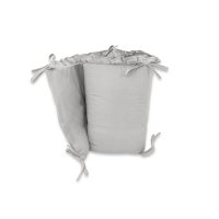 Aparatoare patut MimiNu Royal Grey cu volanase, 180x30 cm, bumbac Oeko-Tex - 1