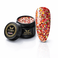 Twinkle Color Gel EVERIN 5ml – 12 | Gel Color Roșu-Cupru cu Sclipici Holografic Multicolor pentru Manichiură Profesională - 1