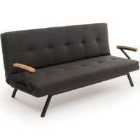 Canapea extensibila Newyork, 180x100 cm – stofă gri & metal negru - 1