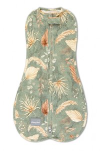 Saculet swaddle pentru infasat nou nascut + caciulita First Step Boho Green 0.2 Tog Sleepee - 1