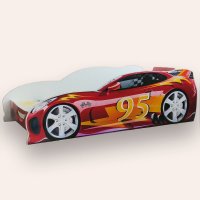 Pat copii Turbo Speed 95, alb, cu saltea, pentru 2-8 ani, 140 x 70 cm - 1