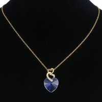 Colier Placat cu Aur Alb si Rodiu, Pandantiv Cristal Austria, forma inima - 6