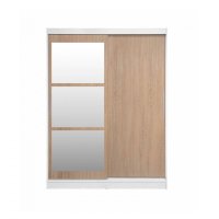 Dulap RODOS 02, cu usi glisante si oglinda, corp alb + usi sonoma, 150x60x200 cm - 1