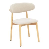 Scaun Ubene din lemn de cauciuc si material textil nuante naturale si bej 46x58x79 cm - 1
